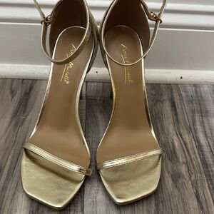 Anne Michelle Metallic Gold Heels 8